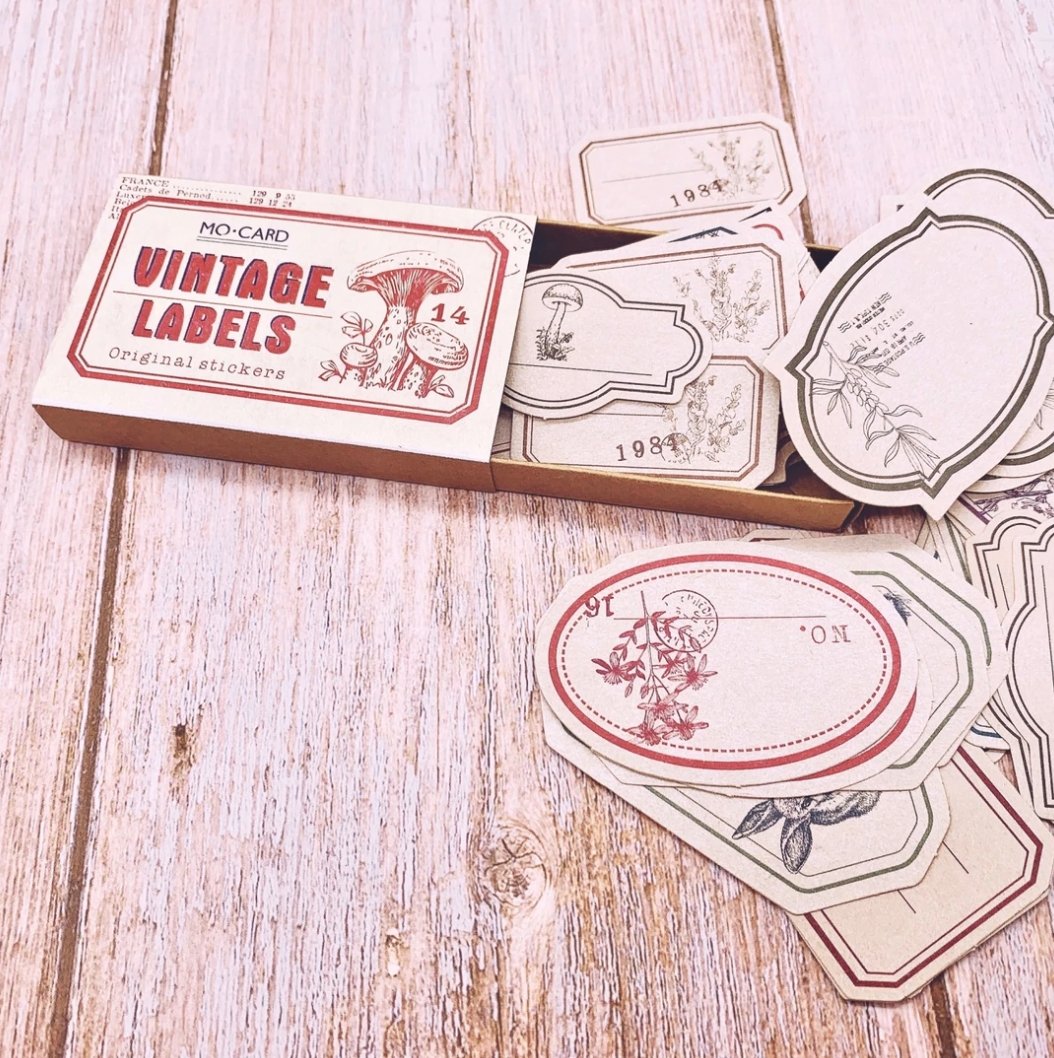 60 Piece Vintage Kraft Stickers Washi Tape Shop