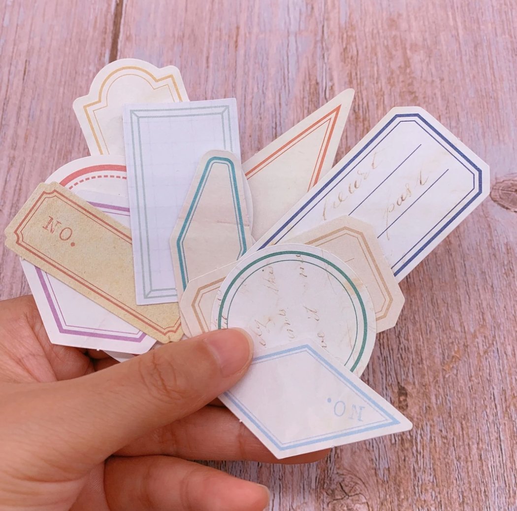60 Piece Vintage Labels Stickers Washi Tape Shop