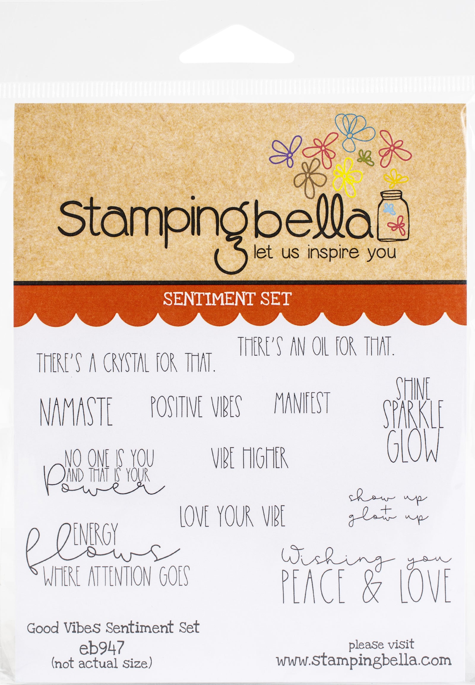 Good Vibes Sentiment Set - Rubber Stamp - Stamping Bella
