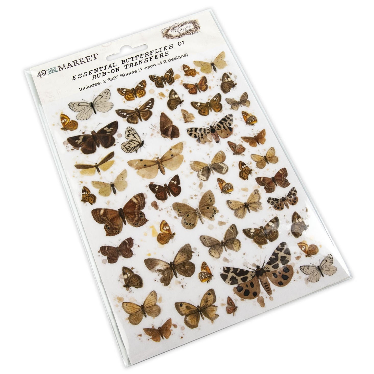 Butterflies 01 - Essential Rub-Ons - 6x8 Inch - 2/Sheets - 49 And Market