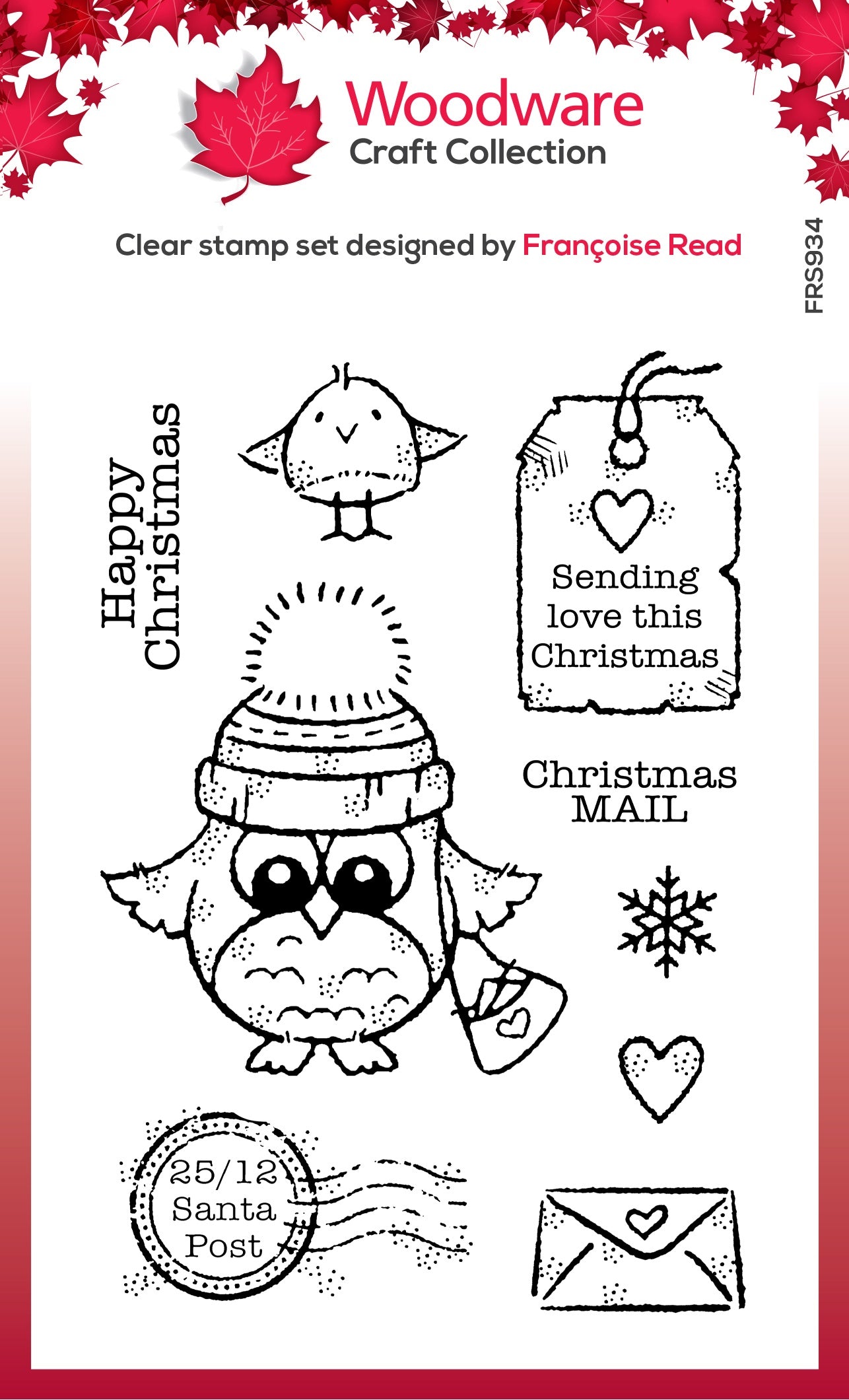 Owl Christmas Mail - Clear Stamp - Woodware Craft Collection - 4X6