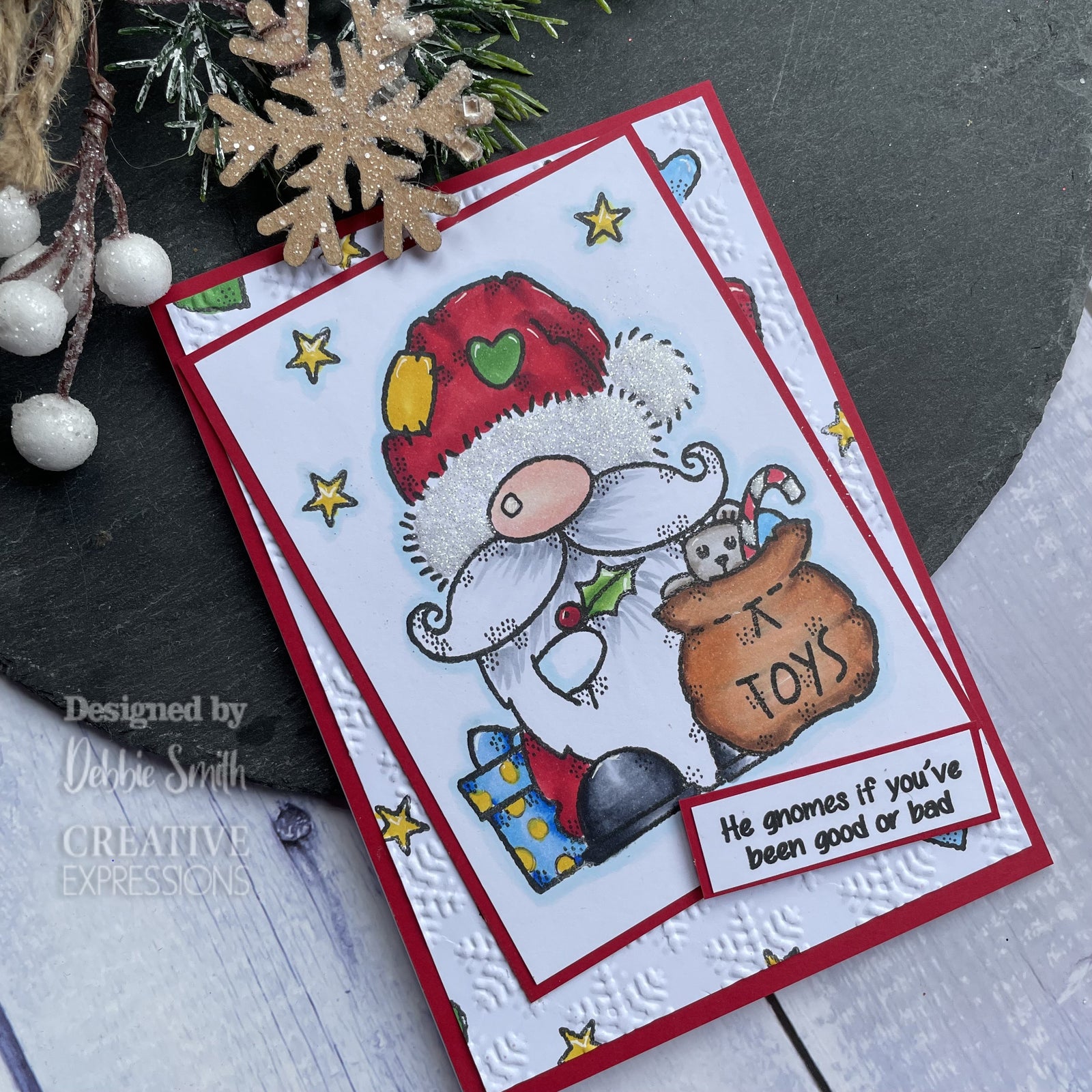 Santa Gnome - Clear Stamp - Woodware Craft Collection - 4X6