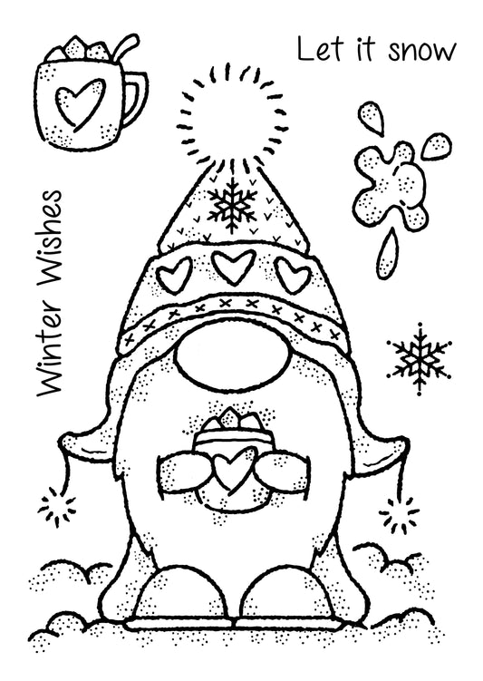Winter Gnome - Clear Stamp - Woodware Craft Collection - 4X6