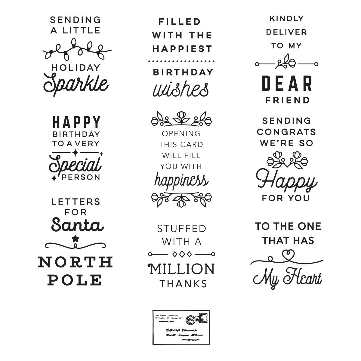 Parcel & Post Sentiments - Clear Stamp Set - Spellbinders