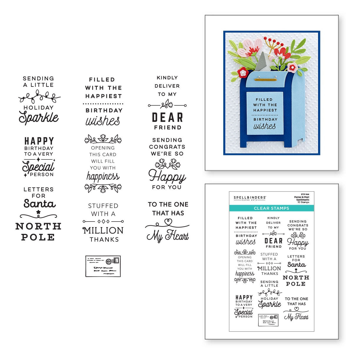 Parcel & Post Sentiments - Clear Stamp Set - Spellbinders