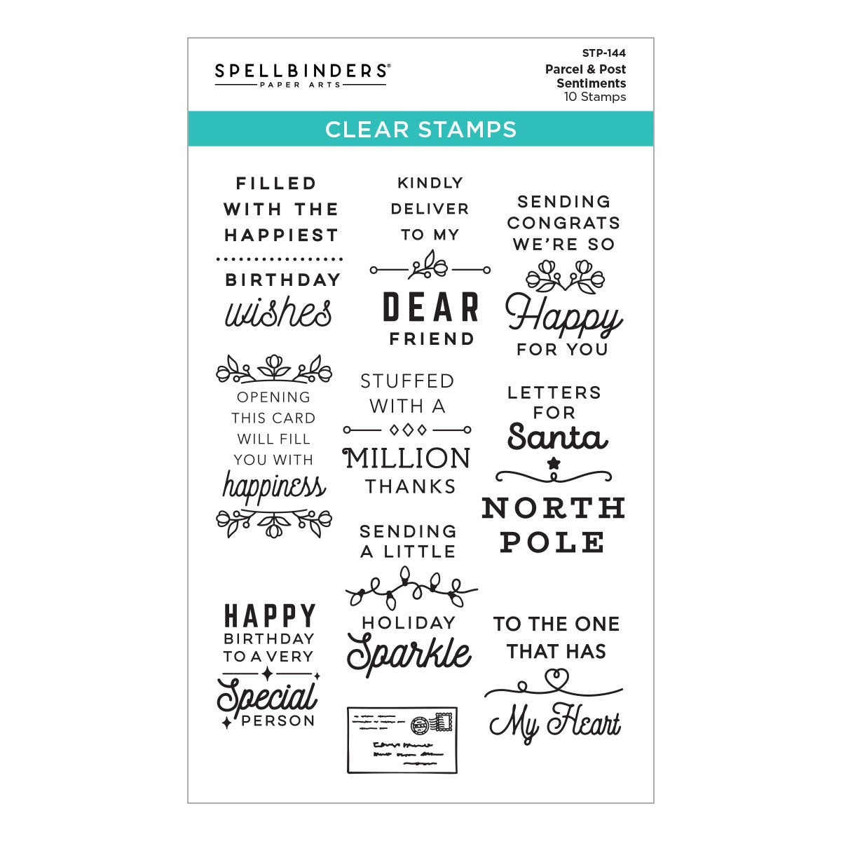 Parcel & Post Sentiments - Clear Stamp Set - Spellbinders