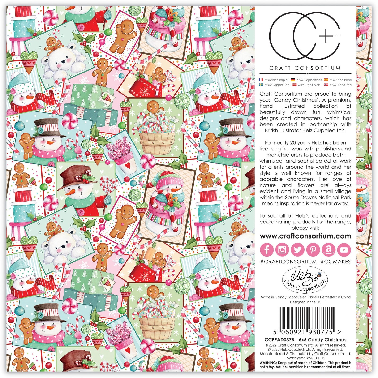Paper Pad 6x6 - 40 Pages - Double Sided - Candy Christmas - Craft Consortium