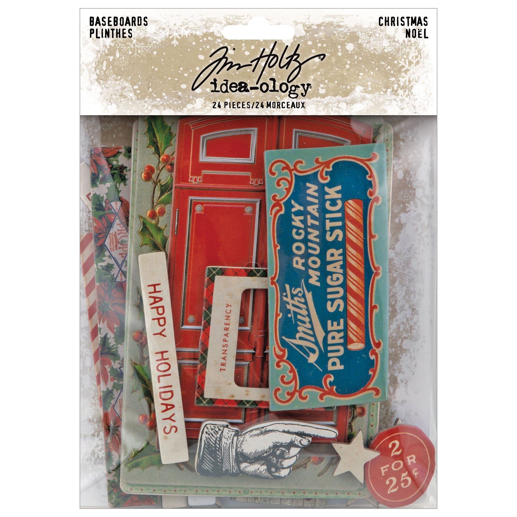 Idea-Ology Chipboard Baseboards 24 Pcs. - CHRISTMAS - Tim Holtz