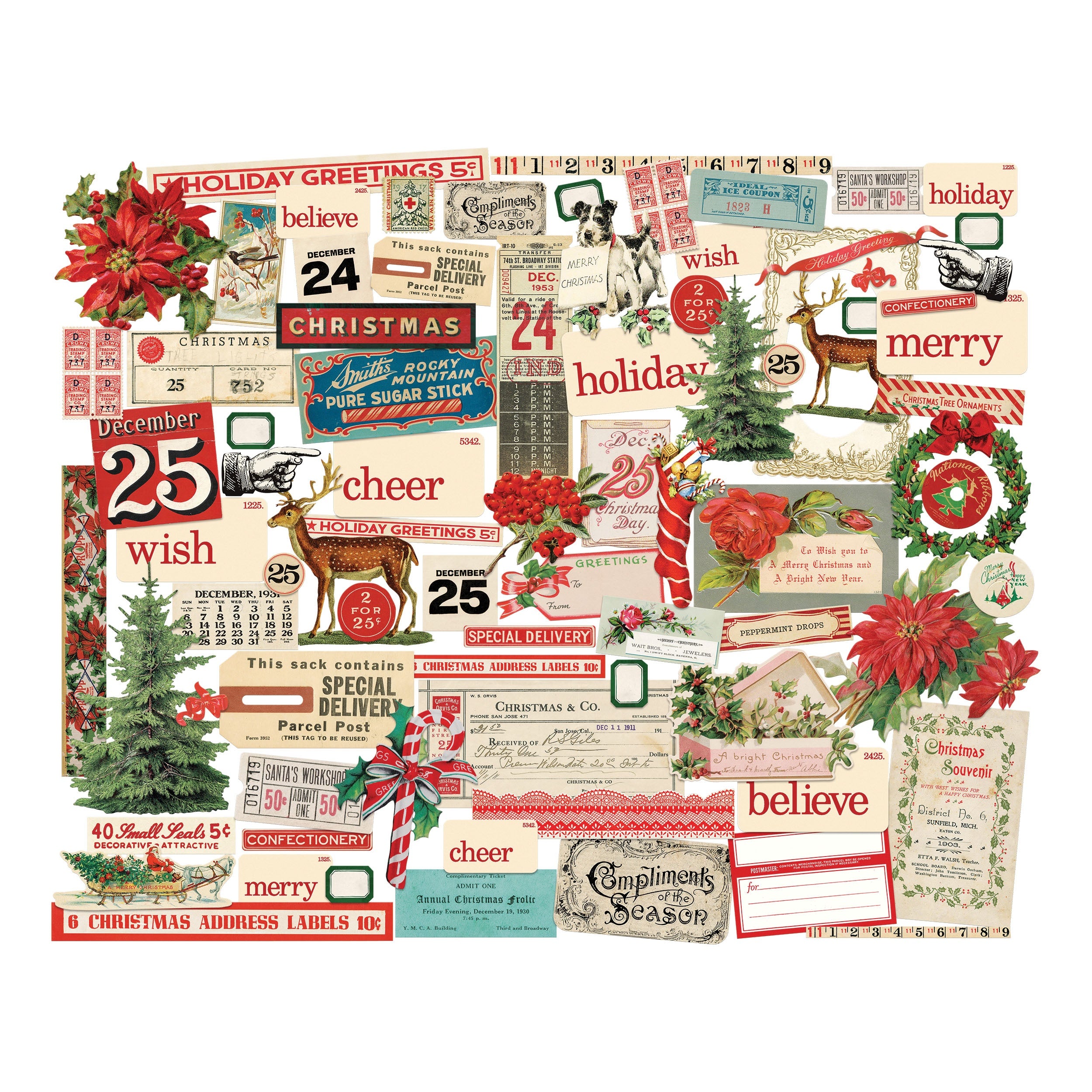 Ephemera Pack 82 Pcs - CHRISTMAS - Idea-Ology - Tim Holtz