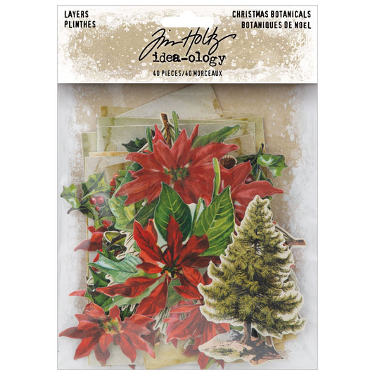 Layers - Christmas Botanicals - 40 Pcs - Idea-Ology - Tim Holtz