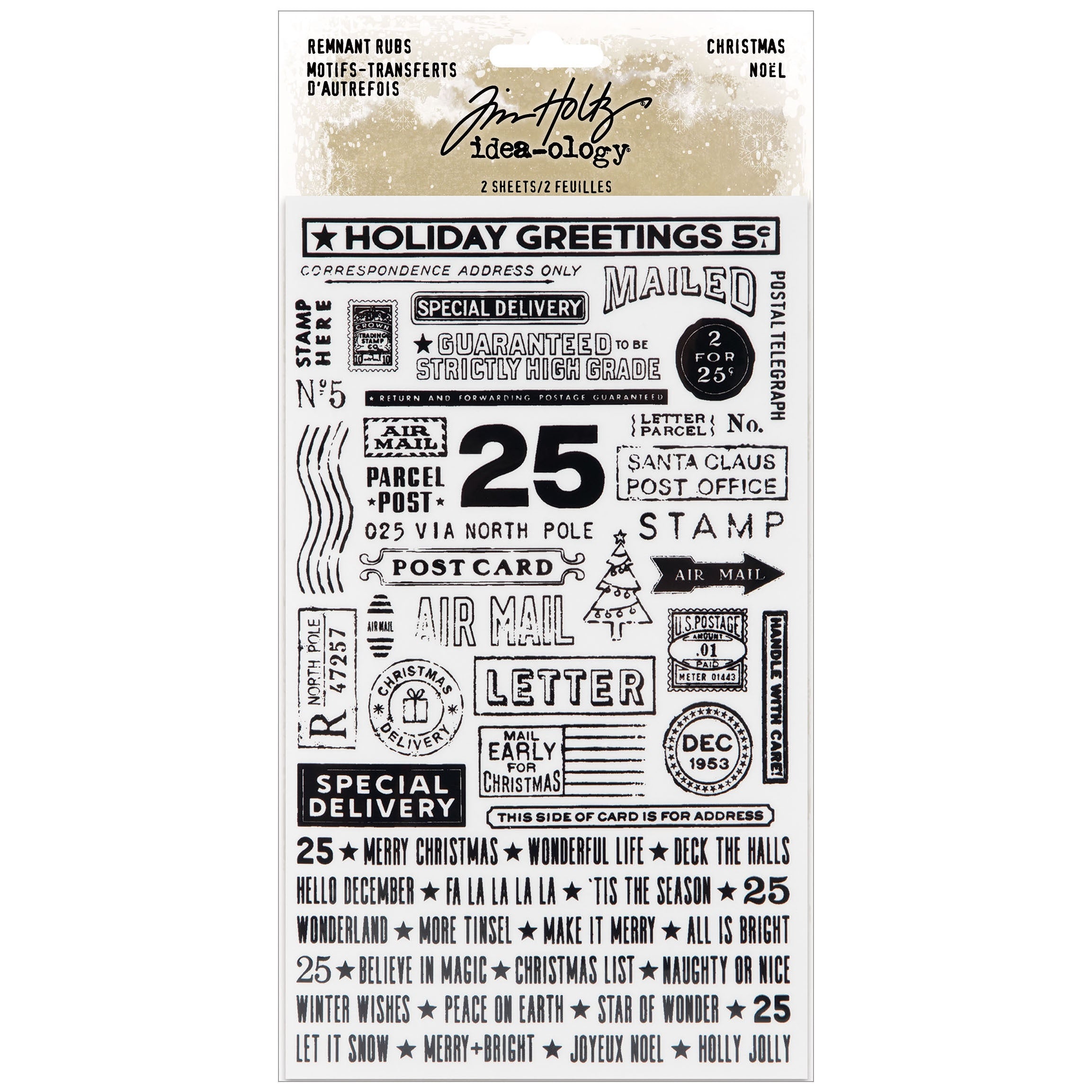 Remnant Rubs - Christmas - 2 Pcs - Idea-Ology - Tim Holtz