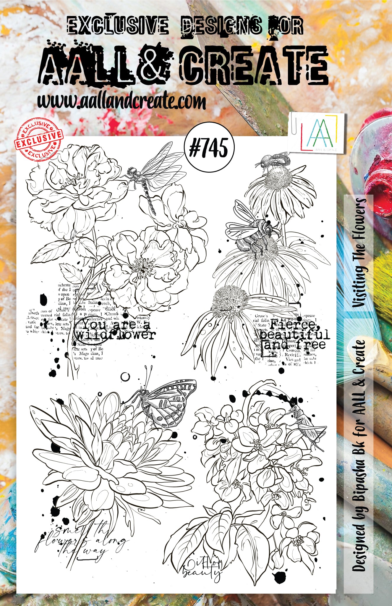 ALL and Create - Visiting The Flowers - A5 - Designer Bipasha BK - Clear Stamp Set - #745