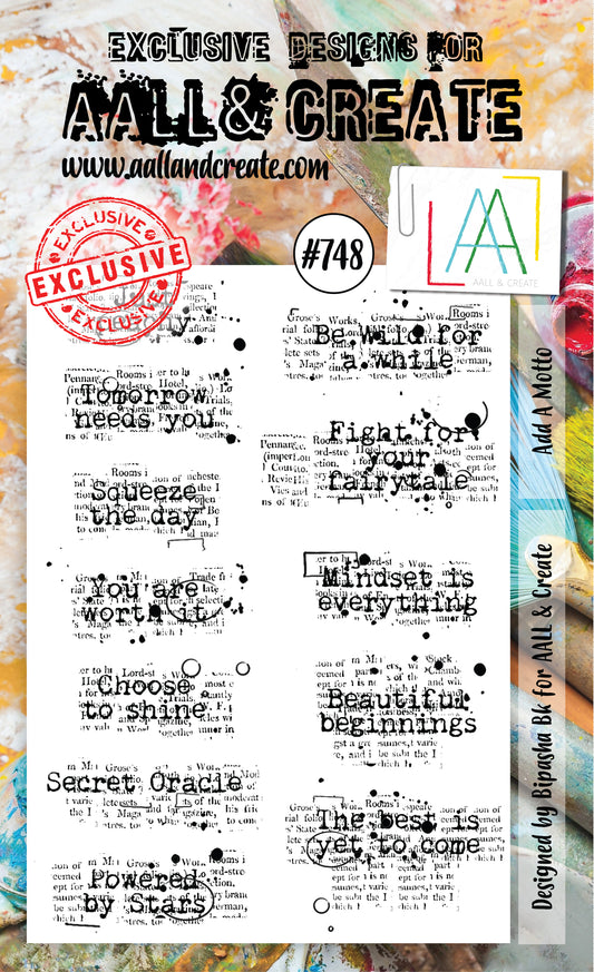 AALL and Create - Add A Motto - A6 - Designer Bipasha BK - Clear Stamp Set - #748