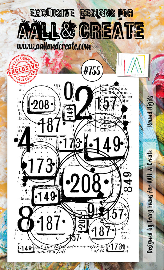 AALL and Create - Round Digits - A6 - Designer Tracy Evans - Clear Stamp Set - #755