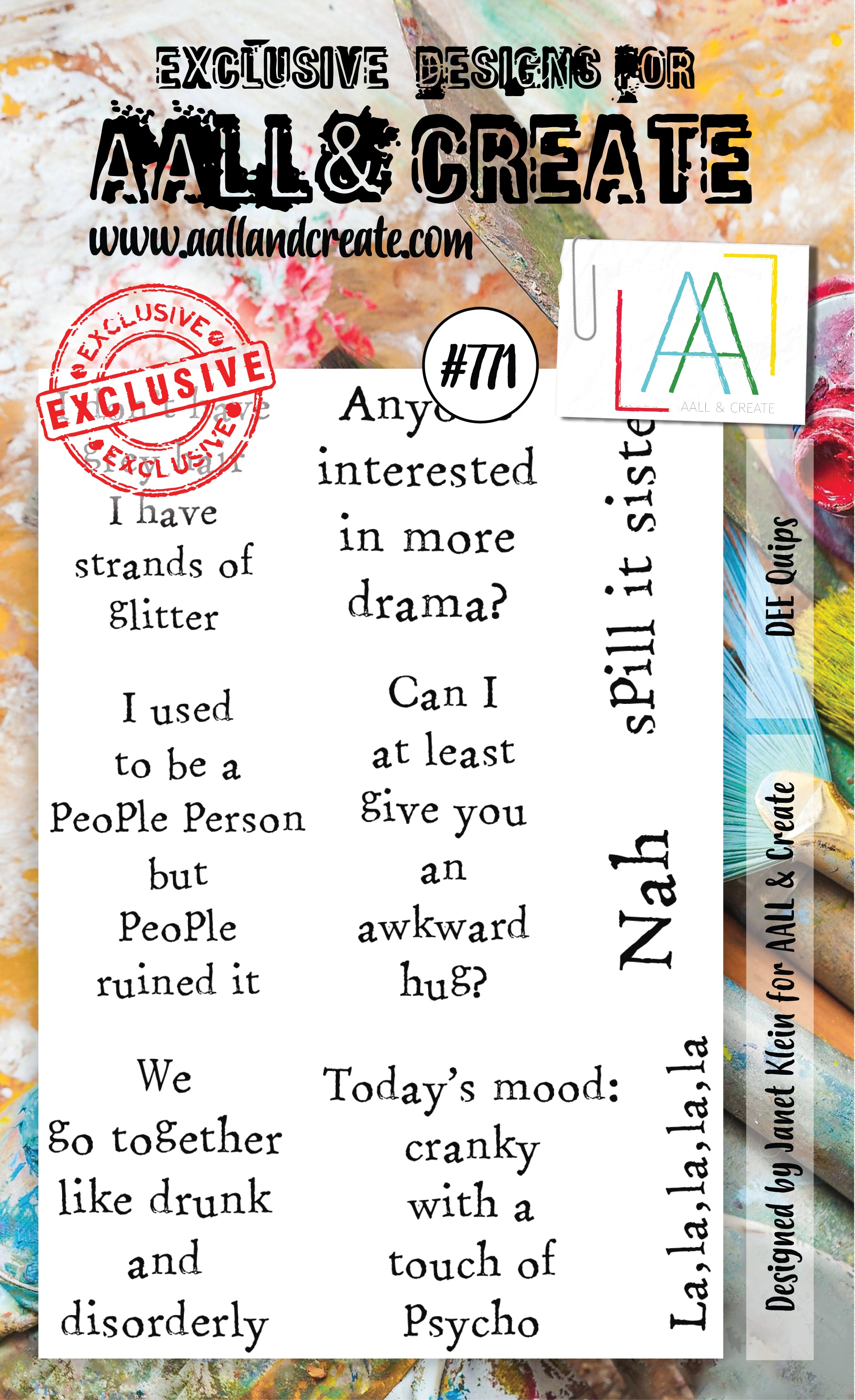 AALL and Create - Dee Quips - A6 - Designer Janet Klein - Clear Stamp Set - #771