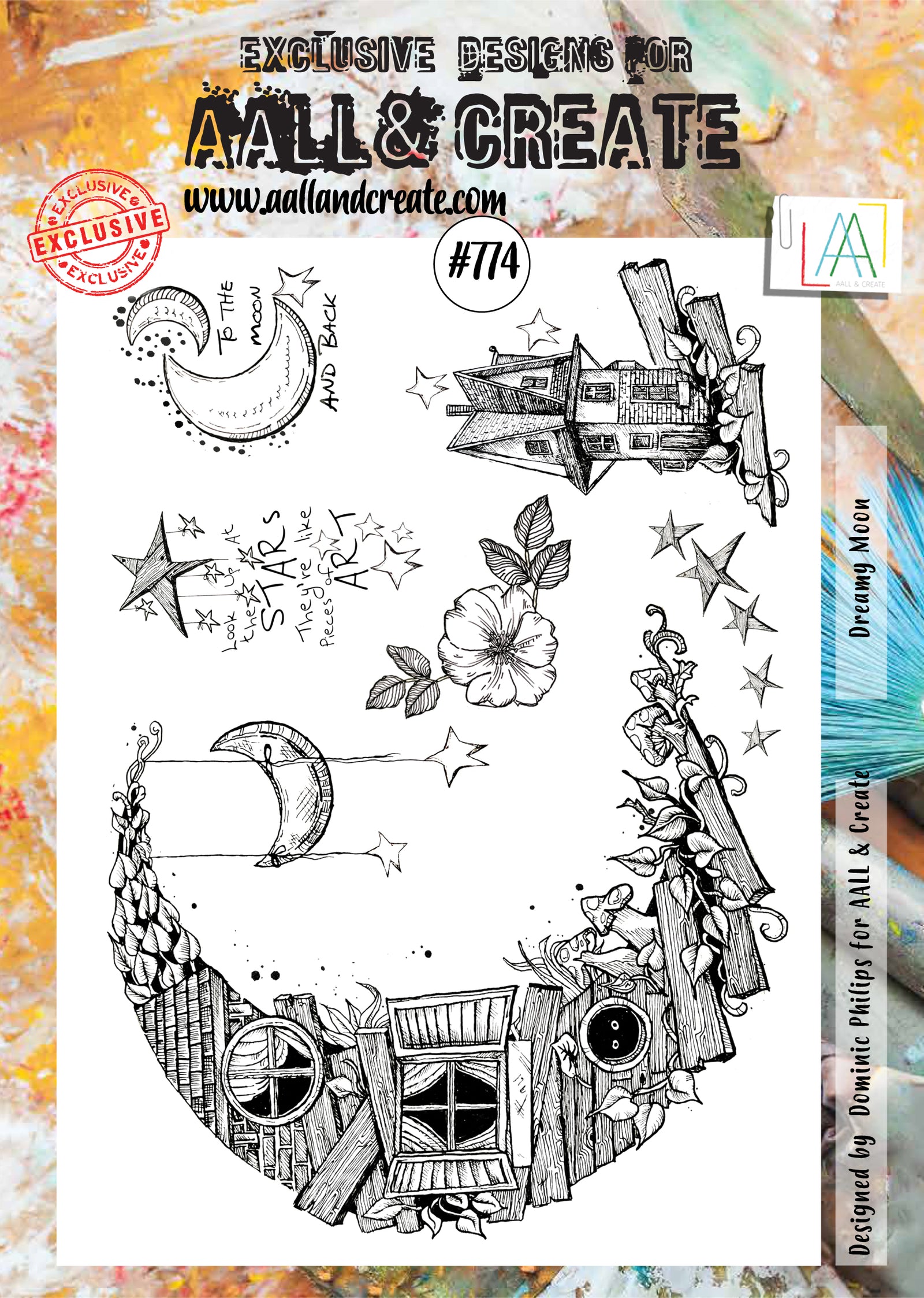 AALL and Create - Dreamy Moon - A4 - Designer Dominic Phillips - Clear Stamp Set - #774