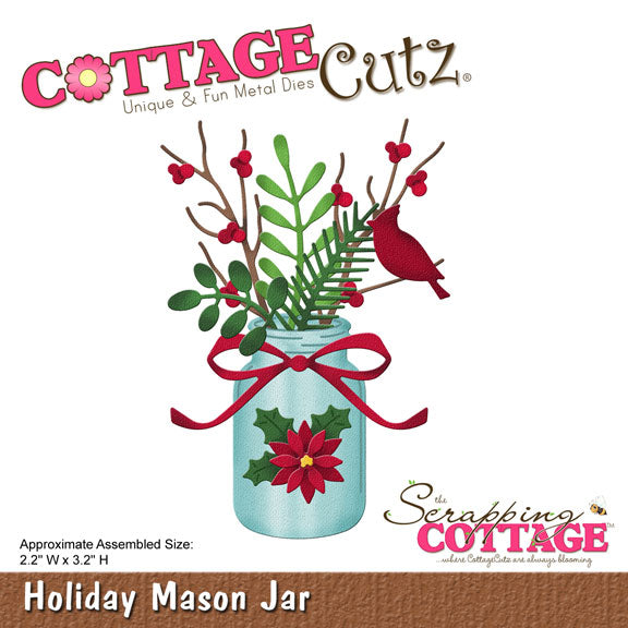 4x4 Holiday Mason Jar - Die - Cottage Cutz