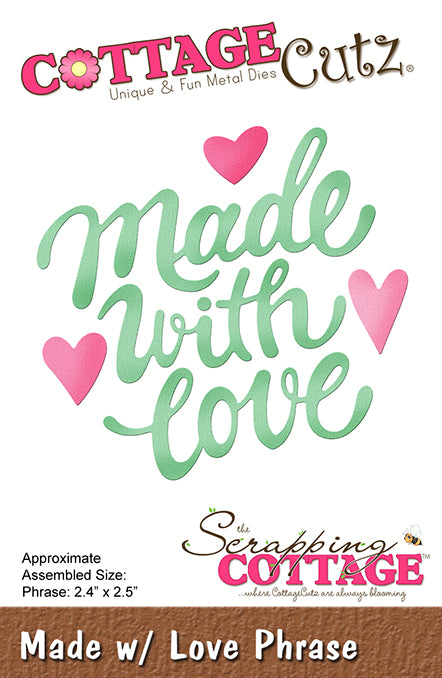 2x3 Made with Love Phrase - Die - Cottage Cutz