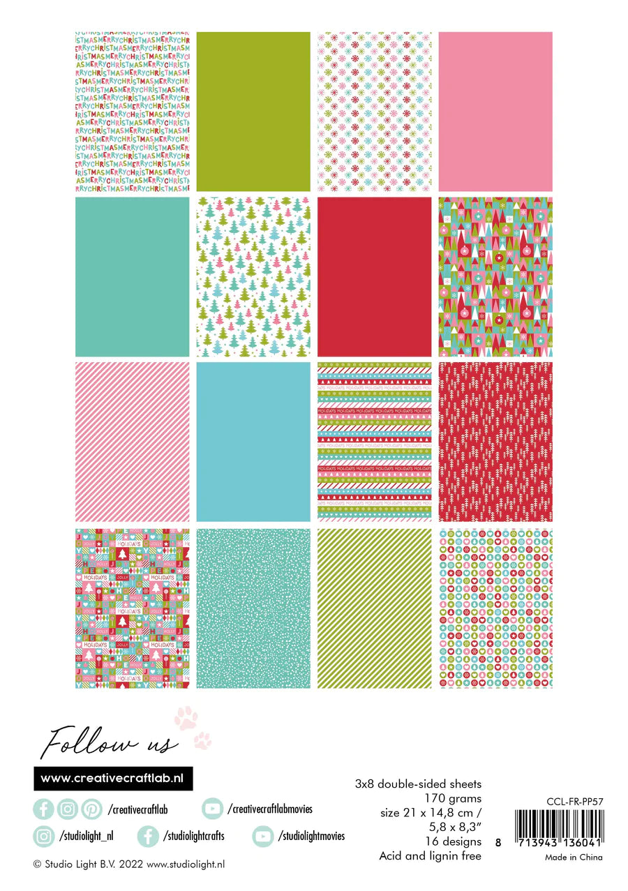 8x6 Paper Pad - Holly Jolly - Friendz - Studio Light