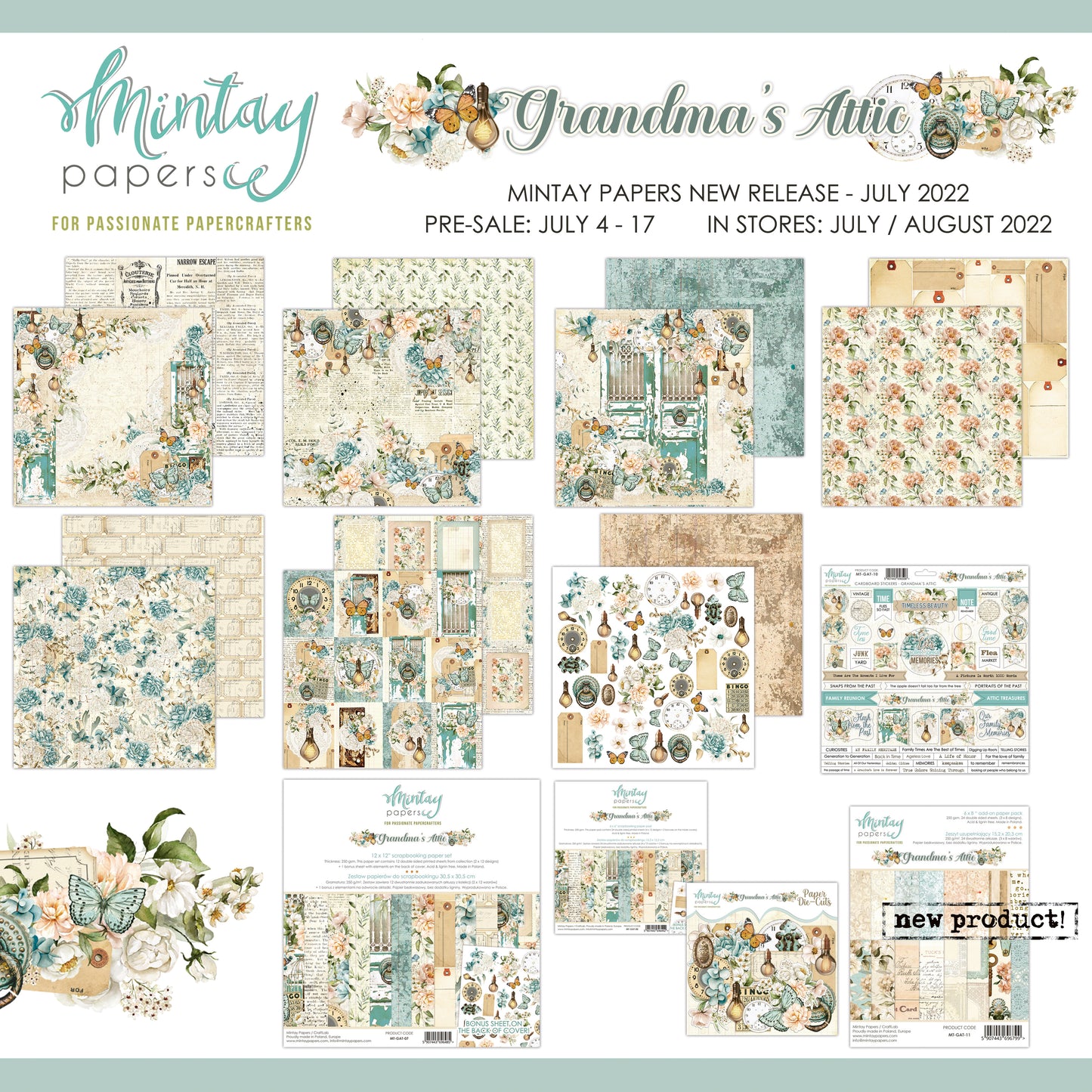 Mintay Papers  - Grandma's Attic - 12 x 12 Paper Set