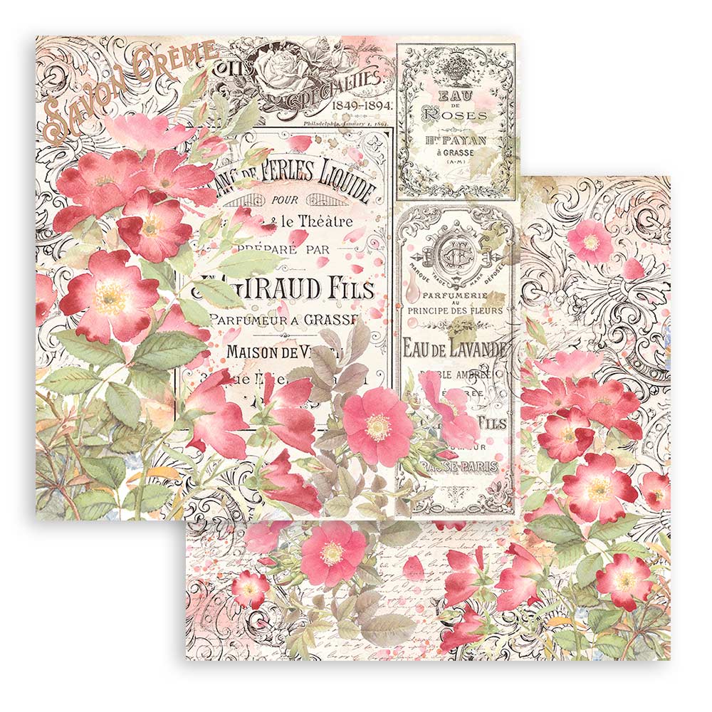 8x8 Inch - Rose Parfum - Scrapbooking Pad - Stamperia