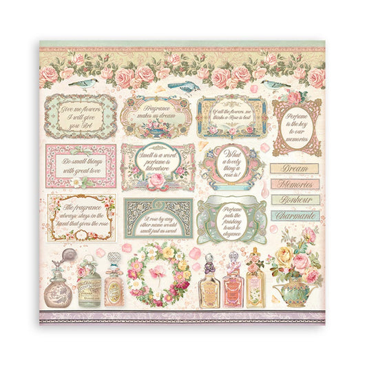 8x8 Inch - Rose Parfum - Scrapbooking Pad - Stamperia