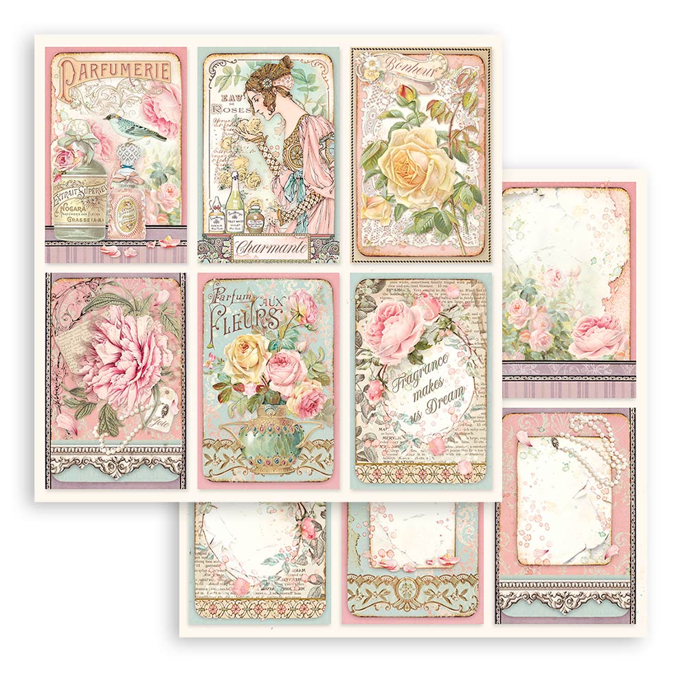 8x8 Inch - Rose Parfum - Scrapbooking Pad - Stamperia
