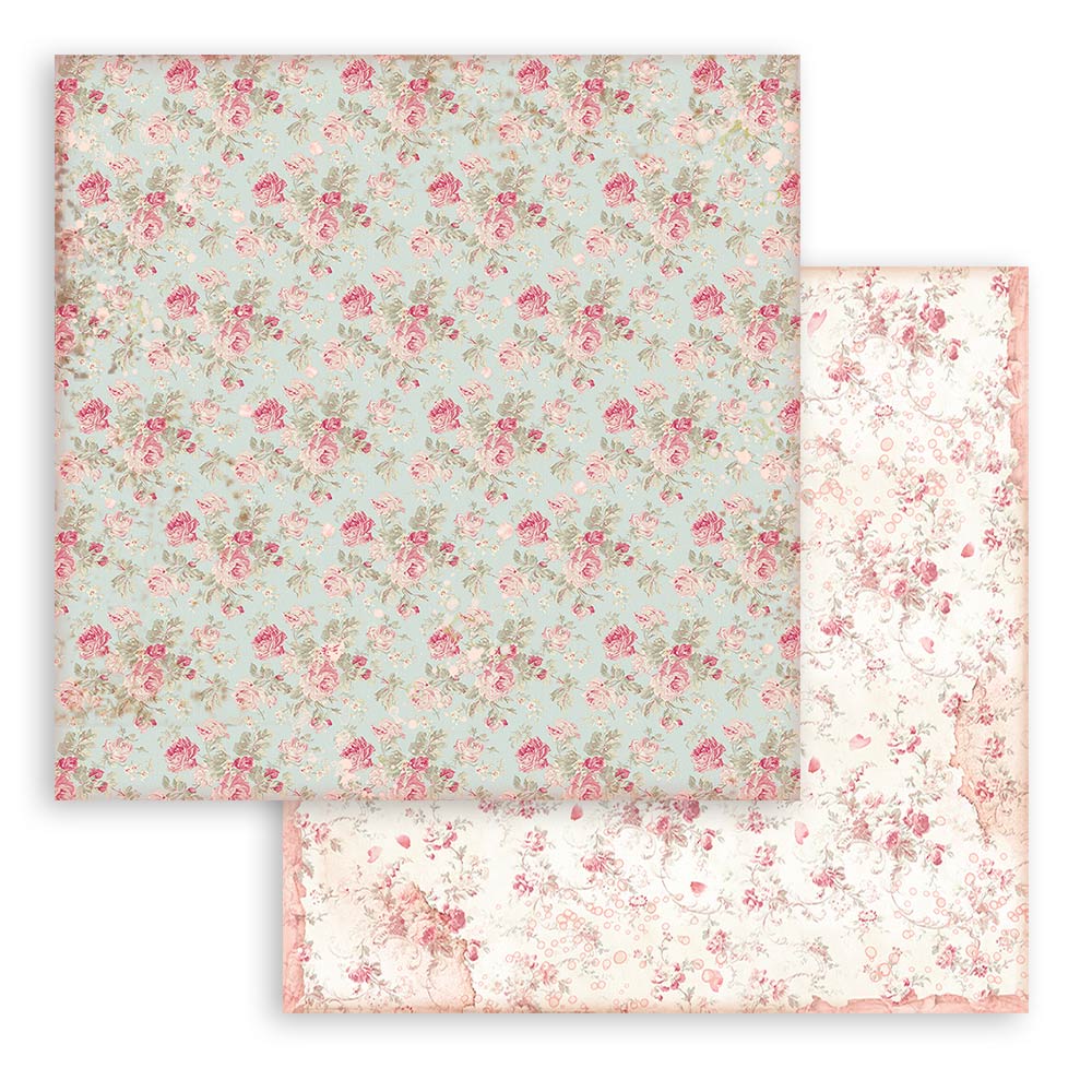 12x12 Inch - Background Selection - Rose Parfum - Scrapbooking Pad - Stamperia