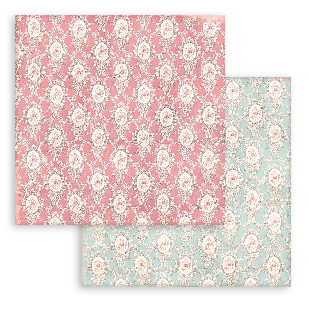 8x8 Inch - Background Selection - Rose Parfum - Scrapbooking Pad - Stamperia