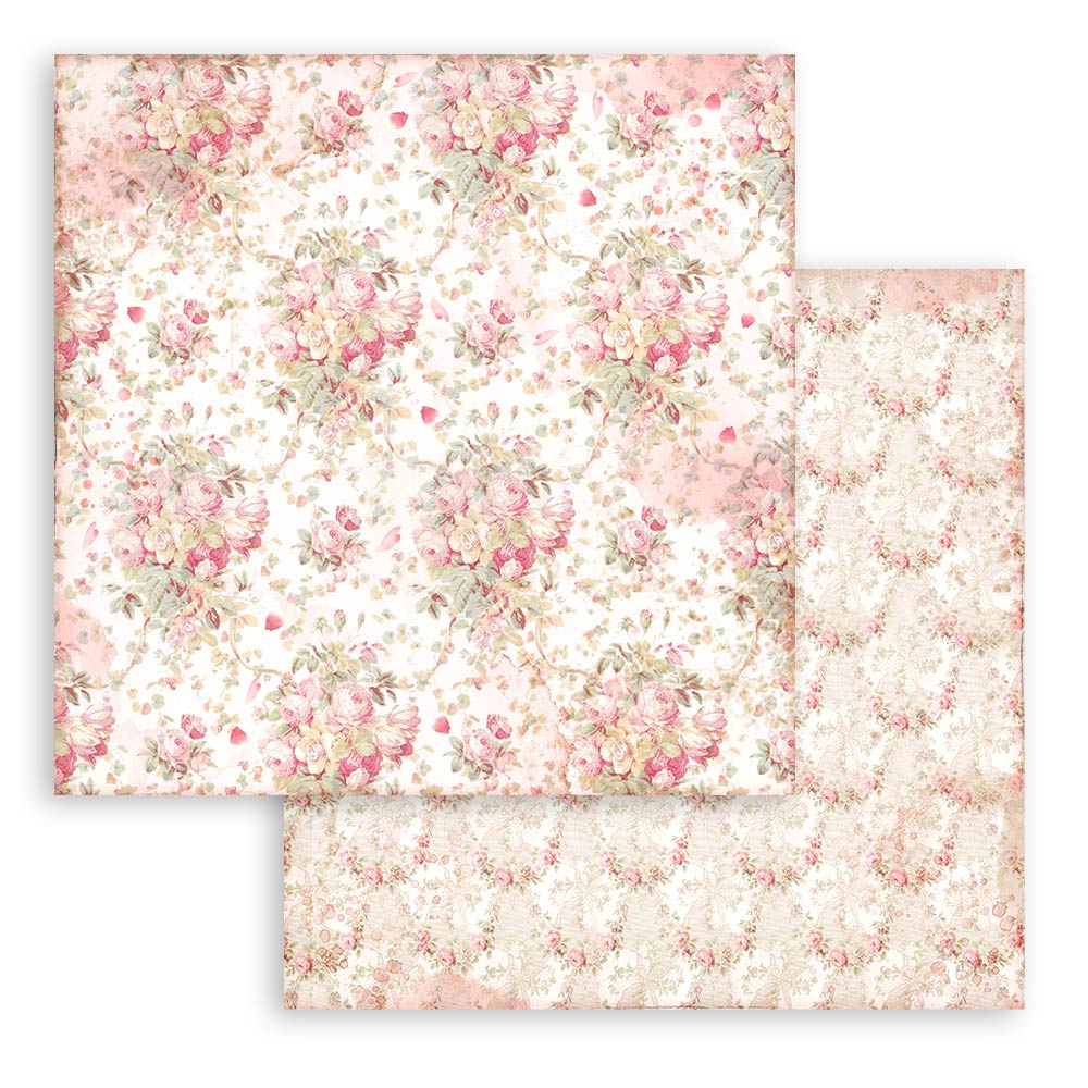 8x8 Inch - Background Selection - Rose Parfum - Scrapbooking Pad - Stamperia