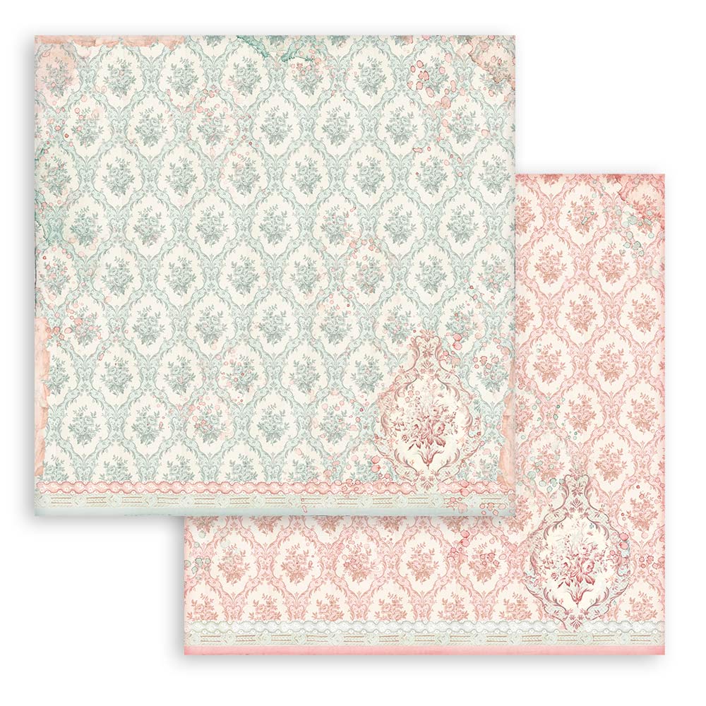8x8 Inch - Background Selection - Rose Parfum - Scrapbooking Pad - Stamperia