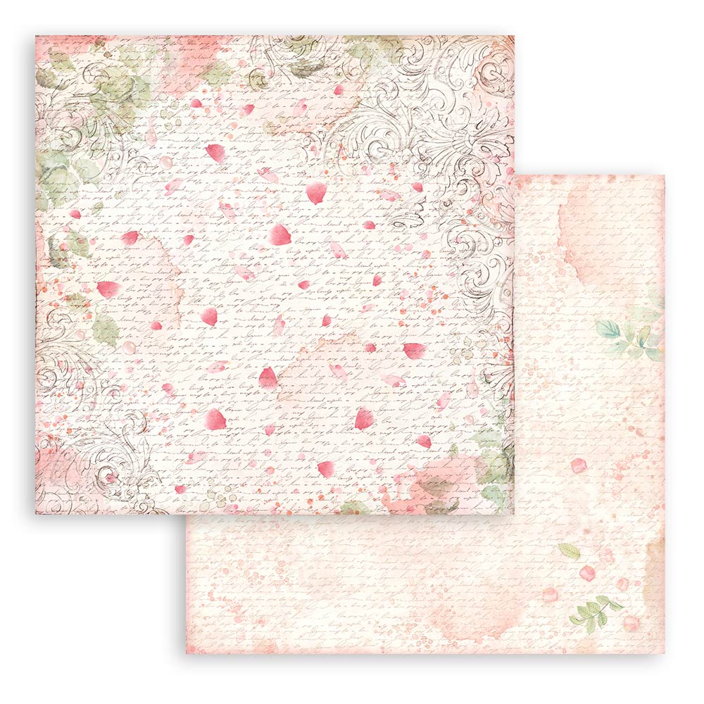 12x12 Inch - Background Selection - Rose Parfum - Scrapbooking Pad - Stamperia