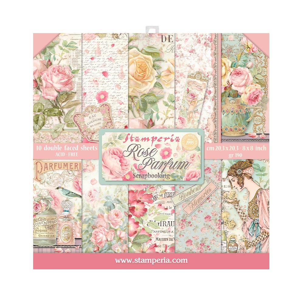 8x8 Inch - Rose Parfum - Scrapbooking Pad - Stamperia