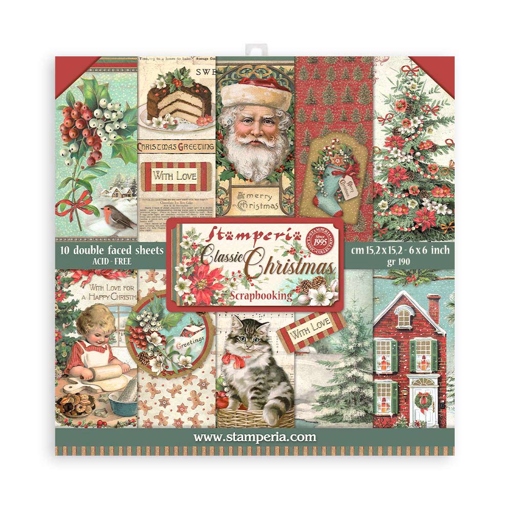 Classic Christmas - 6x6 Inch - Double Sided Paper Pad  - Stamperia