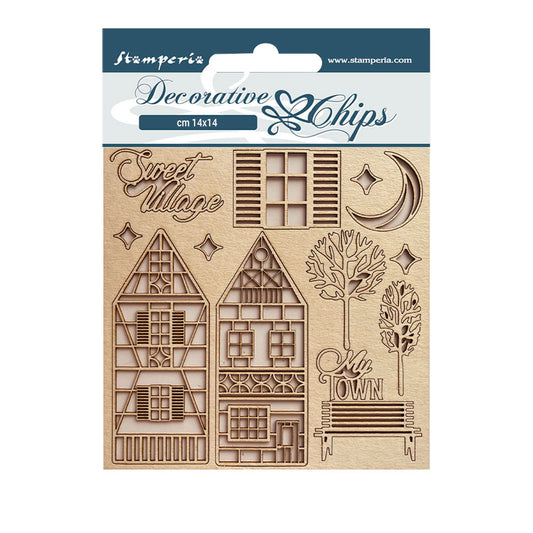 Sweet Winter - Village - Decorative Chips 5.5x5.5 Inch - Stamperia