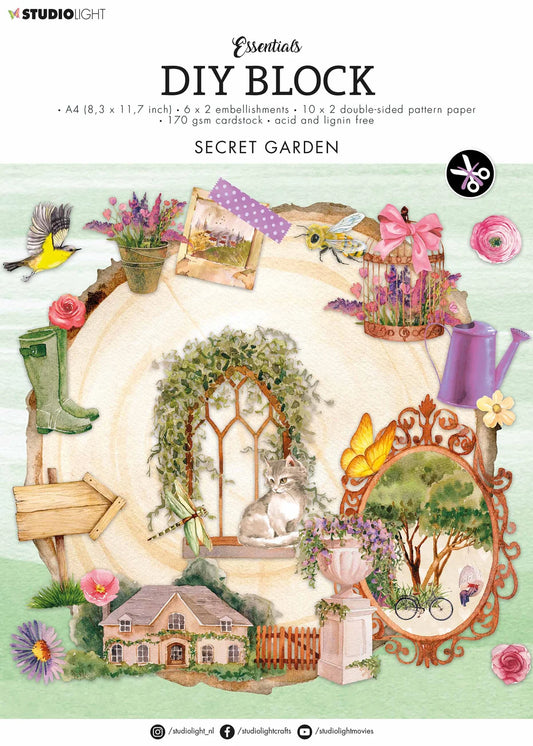 Secret Garden - A4 DIY Paper Block - Die Cuts - Studio Light