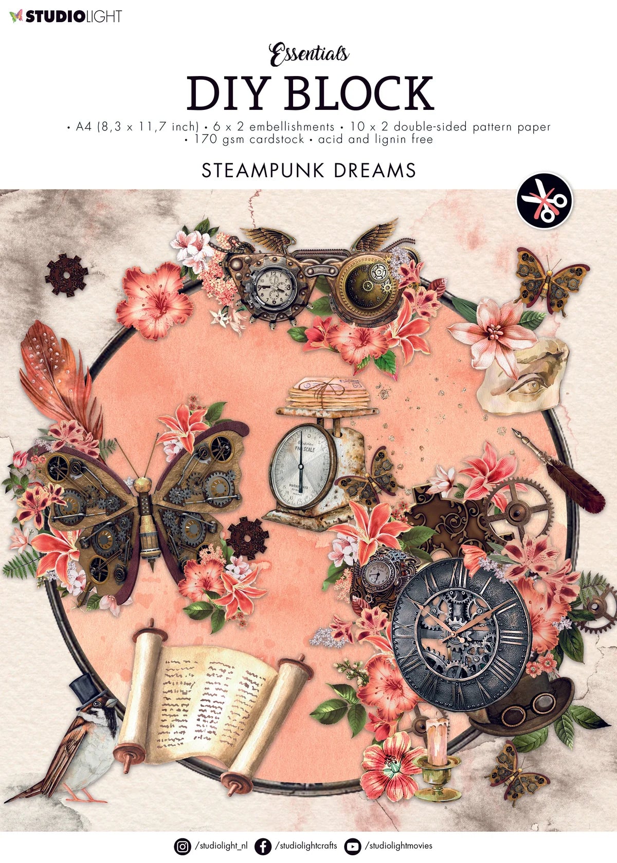 Steampunk Dreams - A4 DIY Paper Block - Die Cuts - Studio Light