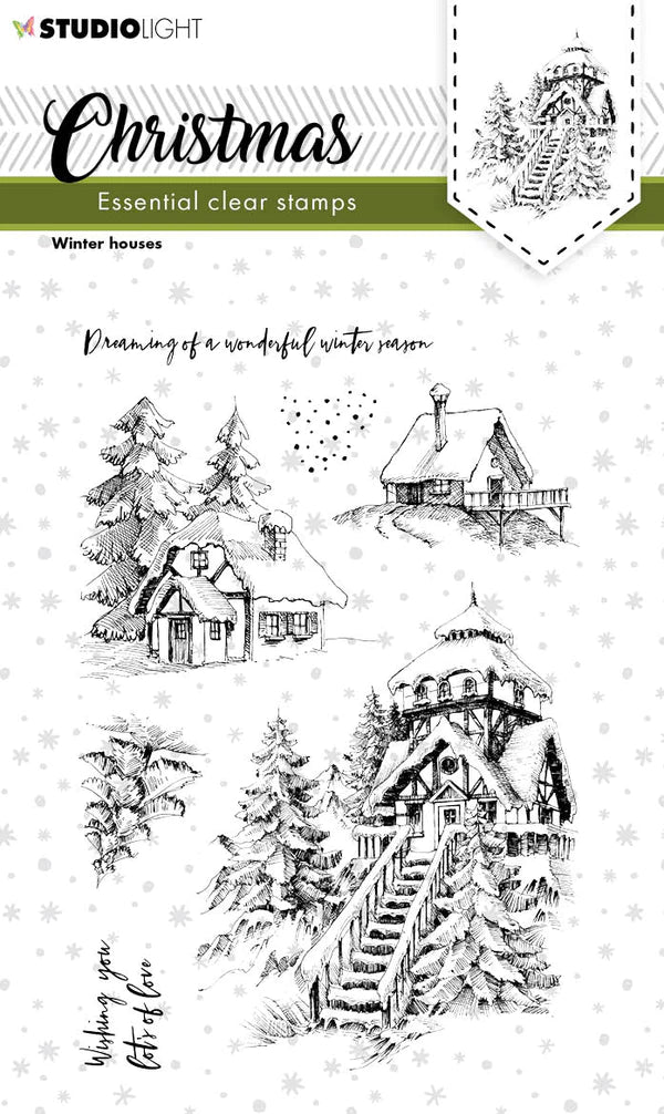 6x4 Clear Stamp - Christmas Winter Houses - Essentials