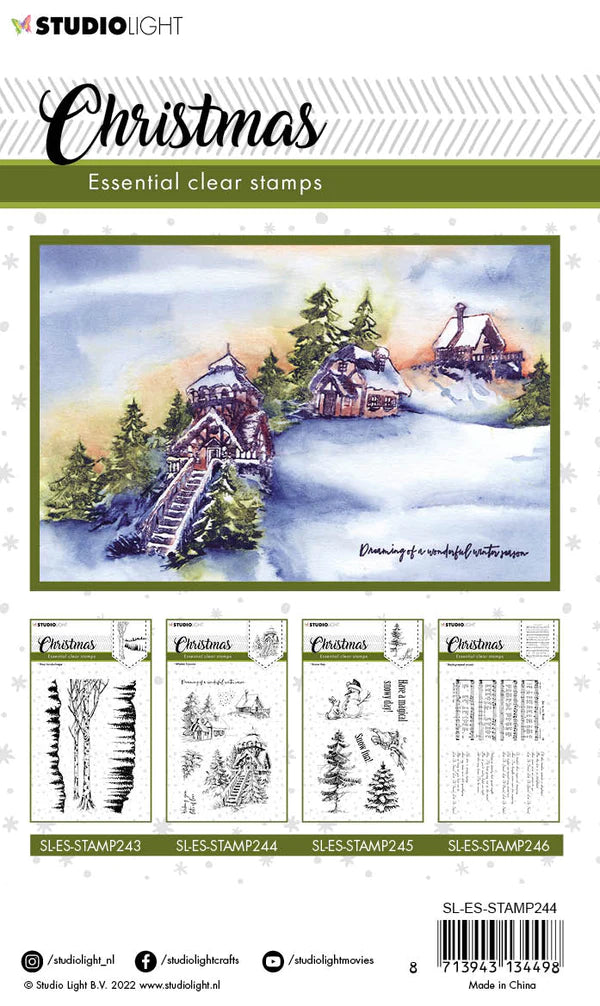 6x4 Clear Stamp - Christmas Winter Houses - Essentials