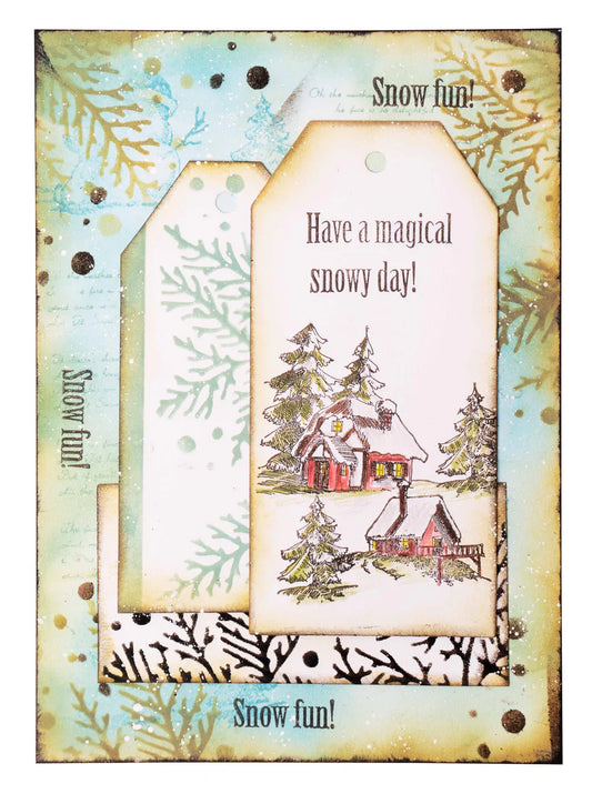 6x4 Clear Stamp - Christmas Winter Houses - Essentials
