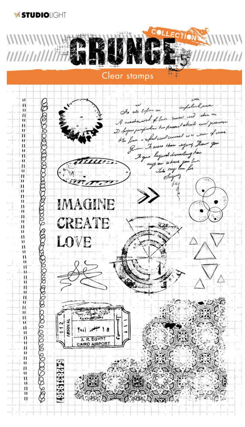 Studio Light Grunge - Clear Stamp Elements Love Grunge Collection 210x148x3mm 13 PC Nr.206 - Messy Papercrafts