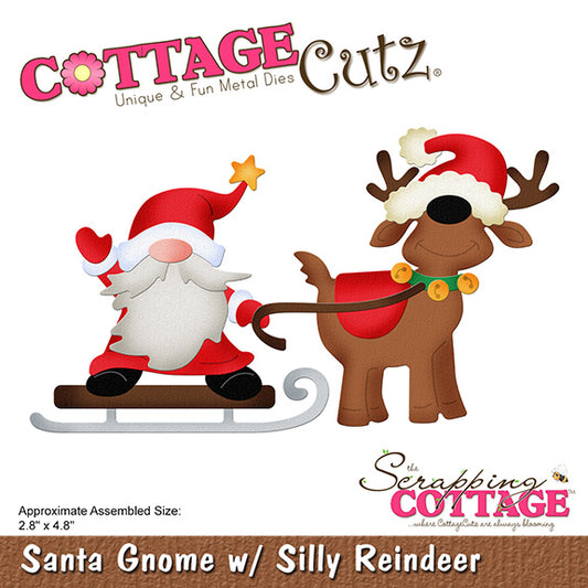 4x4 Santa Gnome with Silly Reindeer - Die - Cottage Cutz