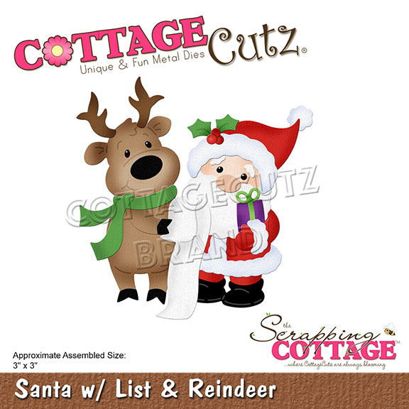 4x4 Santa with List and Reindeer - Die - Cottage Cutz