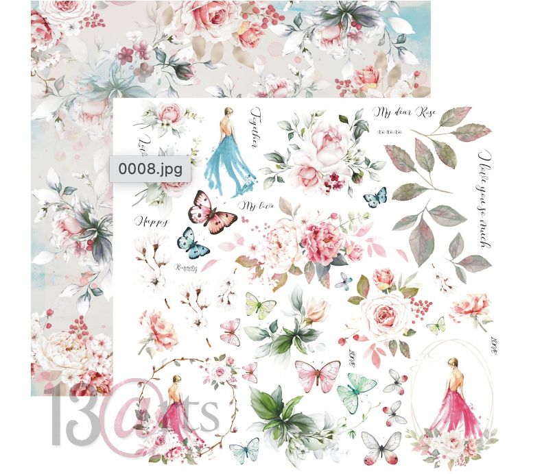 13 @rts - ROSE IN LOVE Paper Set 12x12 Inch 13 @rts