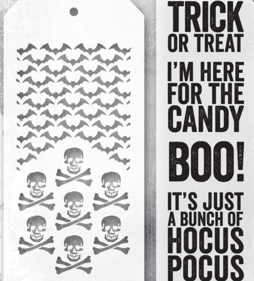 Tim Holtz Bold Frights Stamps and Crossbones & Batground Stencils