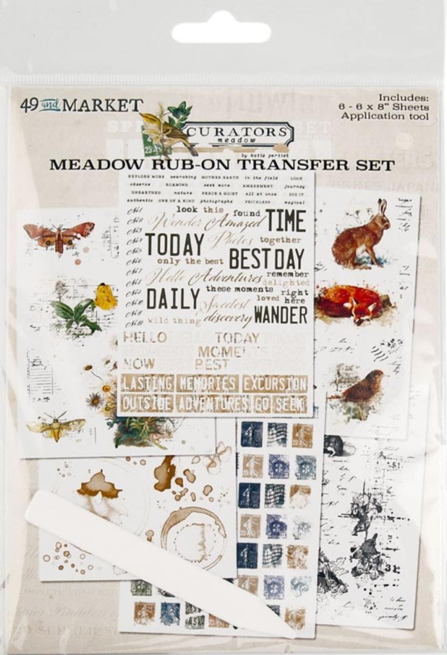 Rub-On Transfer Set - 6x8 Inch  - 6 Sheets - Curators Meadow - 49 And Market