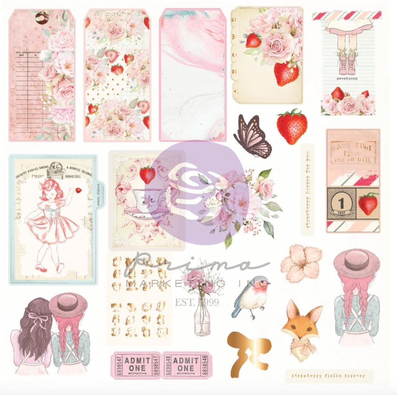 Prima Marketing - Strawberry Milkshake Collection - Cardstock Ephemera 22/Pkg