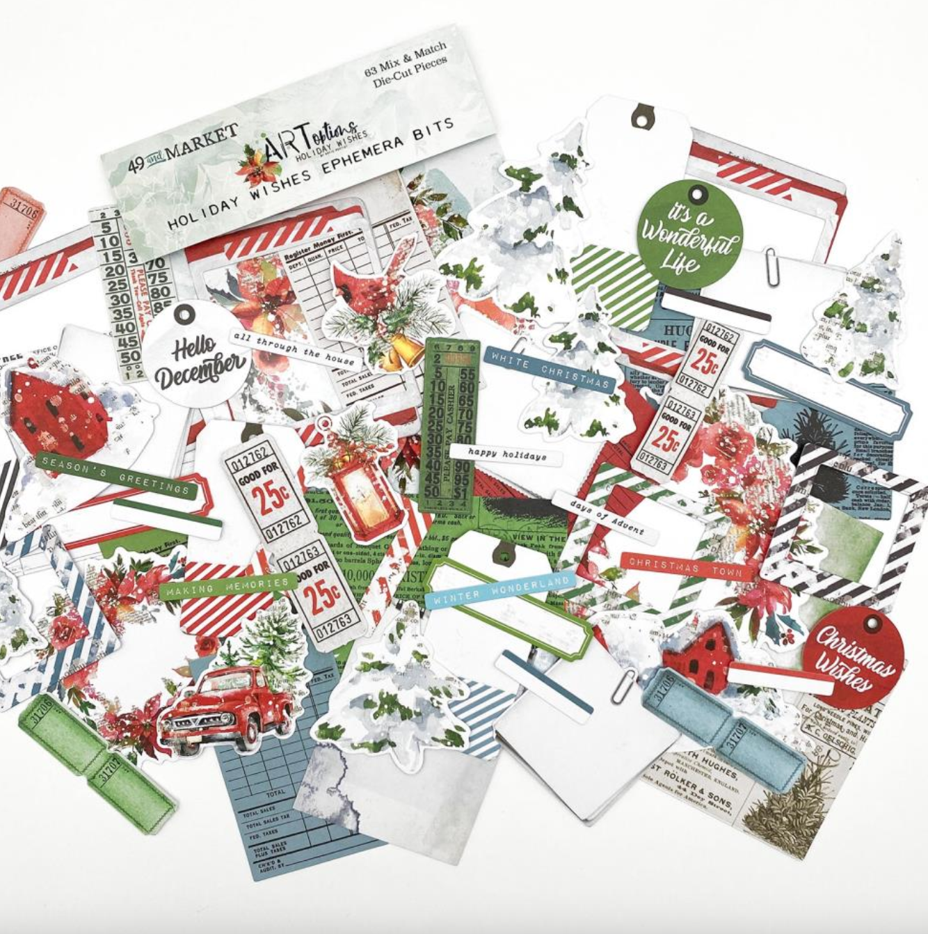 Ephemera Bits -  ART Options - Holiday Wishes - 49 And Market