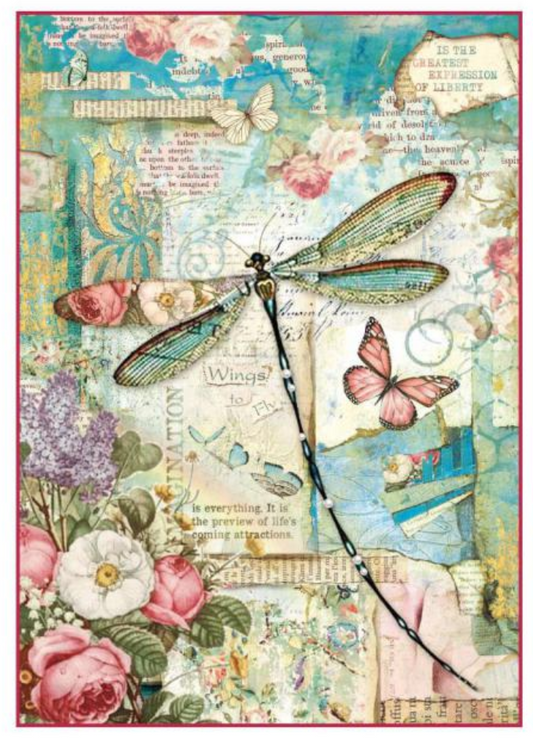 Stamperia - A4 Rice Paper - Wonderland  - Dragonfly