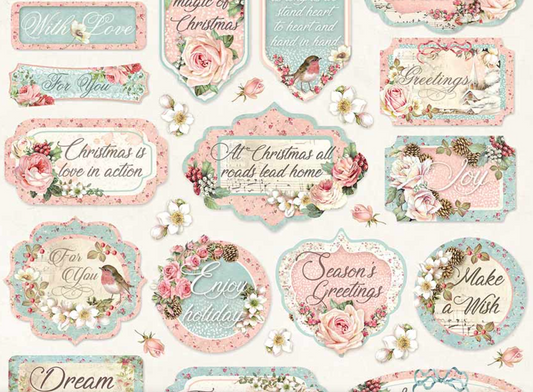 6x6 Inch - Pink Christmas - Scrapbooking Pad - Stamperia